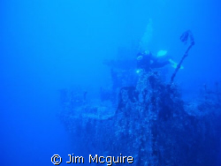 Bow of the Wreck we know as P-Buoy here in the Kwajalein ... by Jim Mcguire 